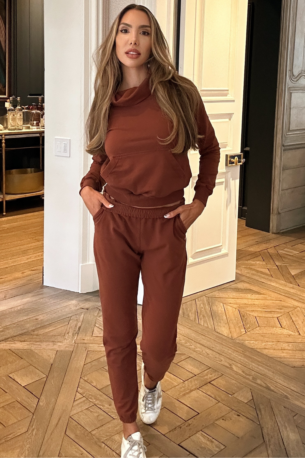 brown burgundy activewear high waist flare leggings with side slits 5 inch waistband  luxury atlanta cheetah sheen