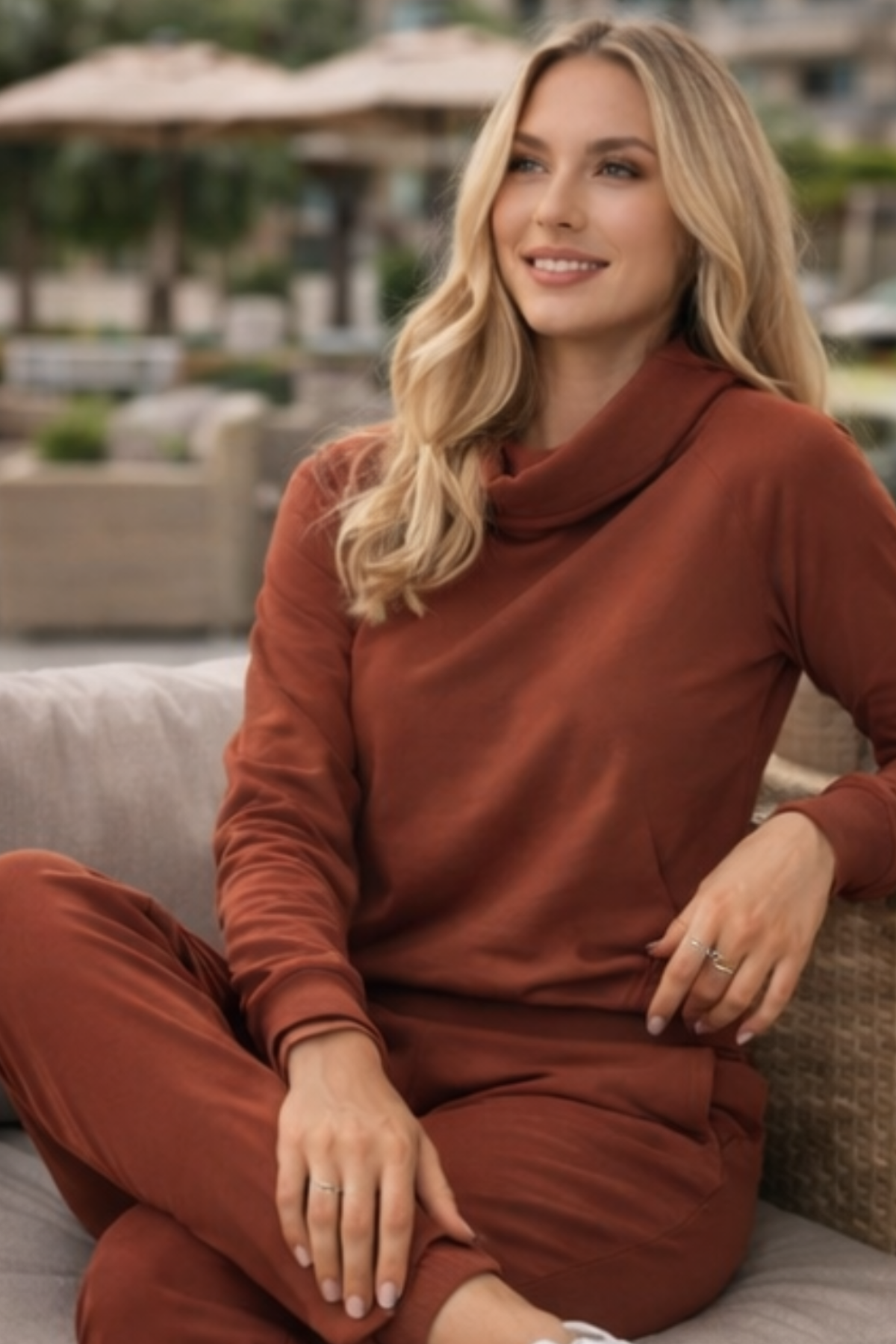 LUDI EXPRESSO Fleece  Pullover Mock Neck Sweatshirt
